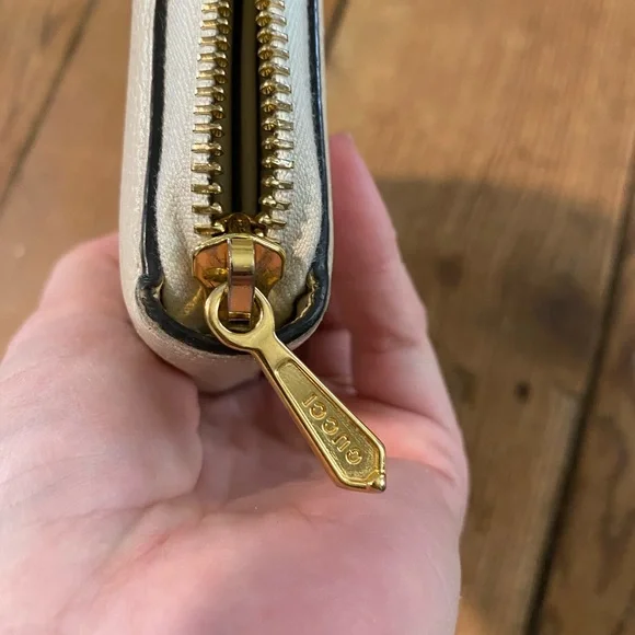 Authentic Gucci Zumi horsebit zip around wallet cream gold silver - Picture 7 of 11